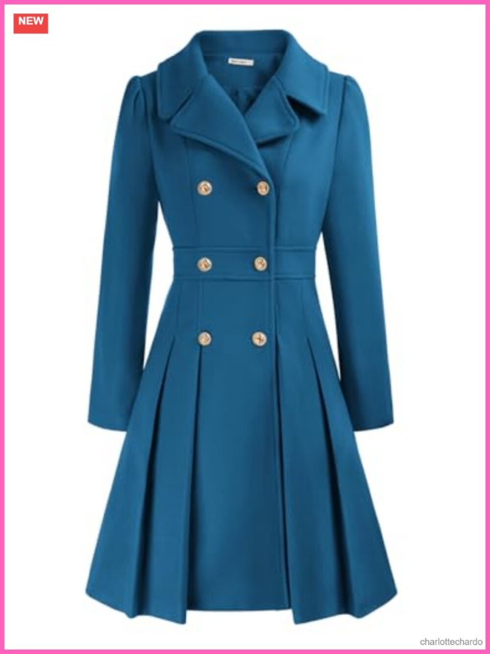 Double Breasted Notch Lapel Trench Coat Knee Length with Pockets